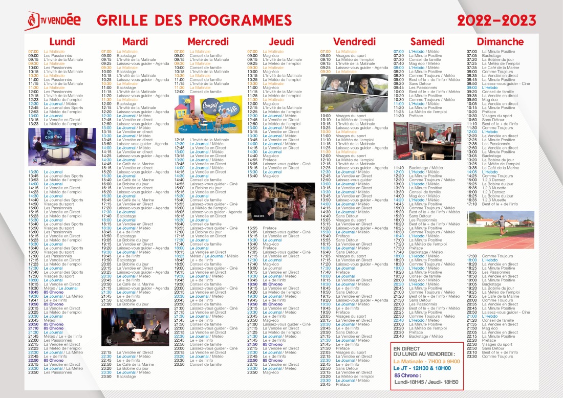 Grille des programmes TV Vendée